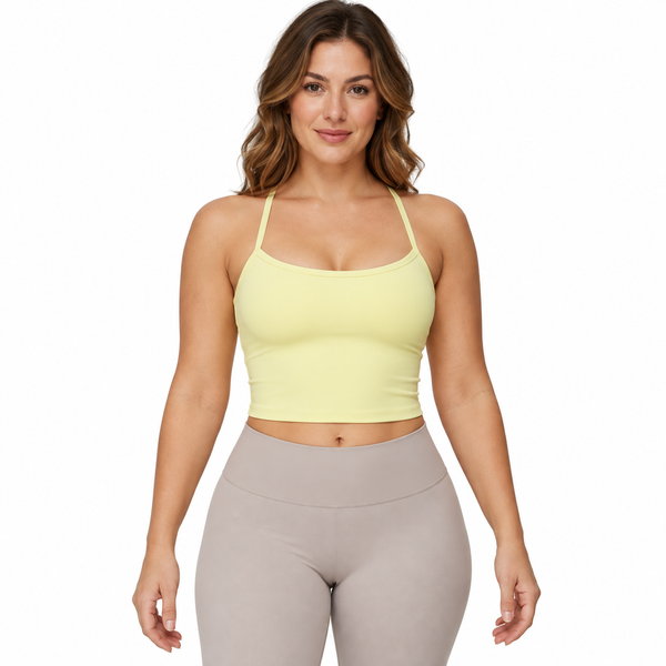 Easelyn Strappy Built-In Bra Tank in Yellow