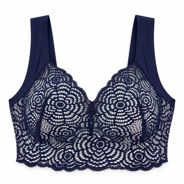 Easelyn Wire-Free Lace Comfort Bra in Blue