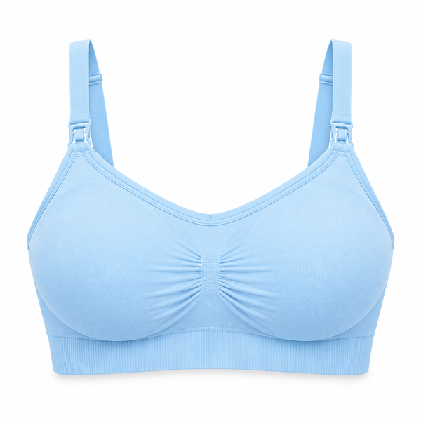 Easelyn Ruched U-Back Nursing Bralette in Blue