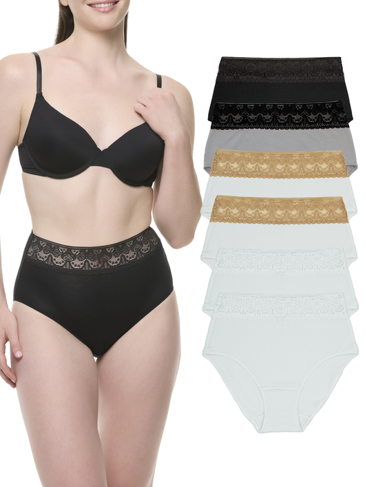6-Pack Lace Trim Cotton Brief Panties