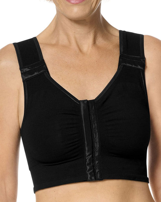 Lymph Flow Long Wire Free Front Closure Bra - Black