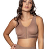 Postsurgical Support Bra With Adjustable Front Hook Closure and Dual Compression Cups