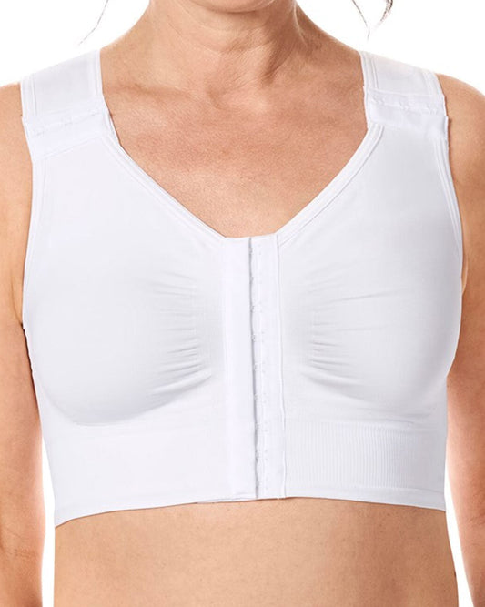 Lymph Flow Long Wire Free Front Closure Bra - White