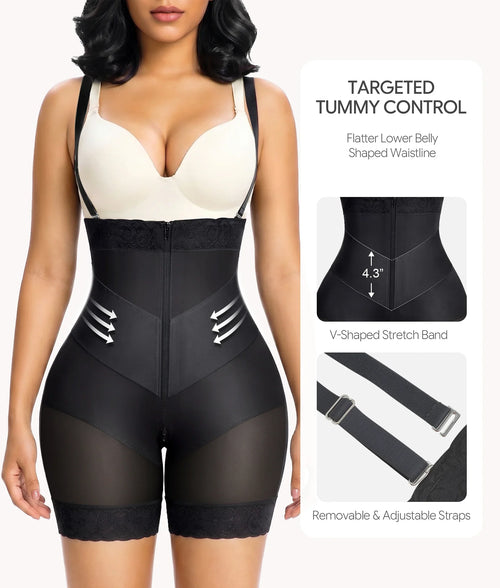 Convertible Strapless Colombian Fajas Mid-Thigh Shorts with V-Shaped Band
