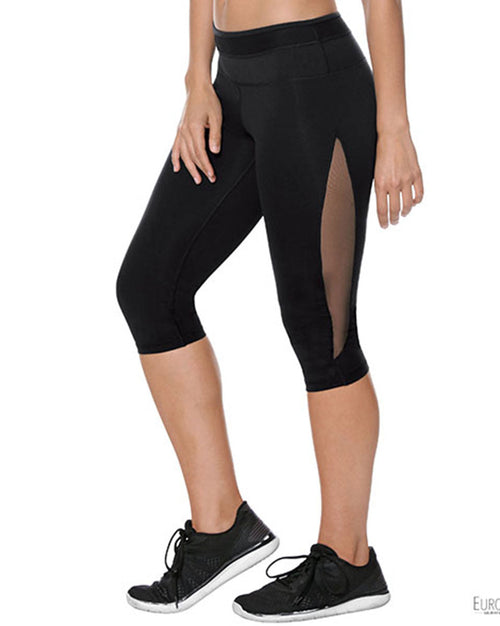 Womens Performance Microfiber Mesh Capri Compression Leggings - Size M
