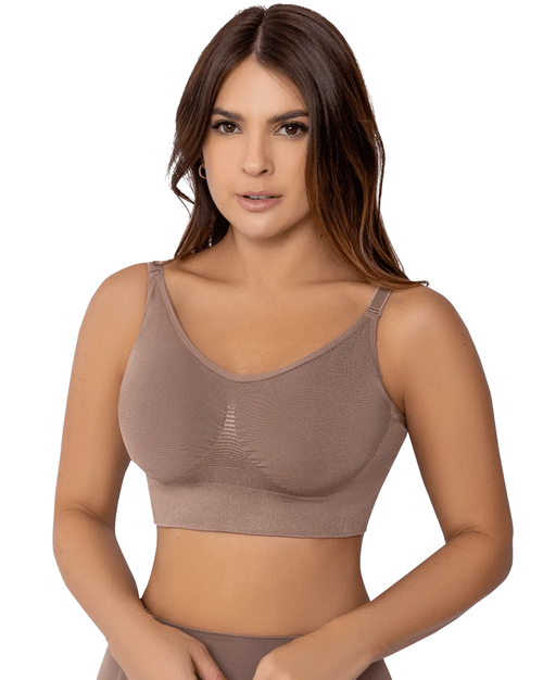Seamless Bralette With Adjustable Back Wire-Free Mocha