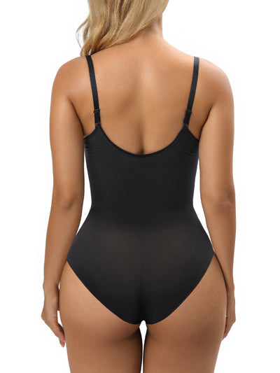 Lace Seamless Adjustable Straps Tummy Control Brief Bodysuit