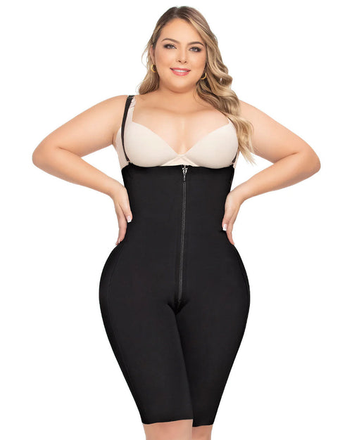 Fajas Tummy Control Shapewear Open Bust Bodysuit for Women Knee Lenght Faja Stage 1 - Beige