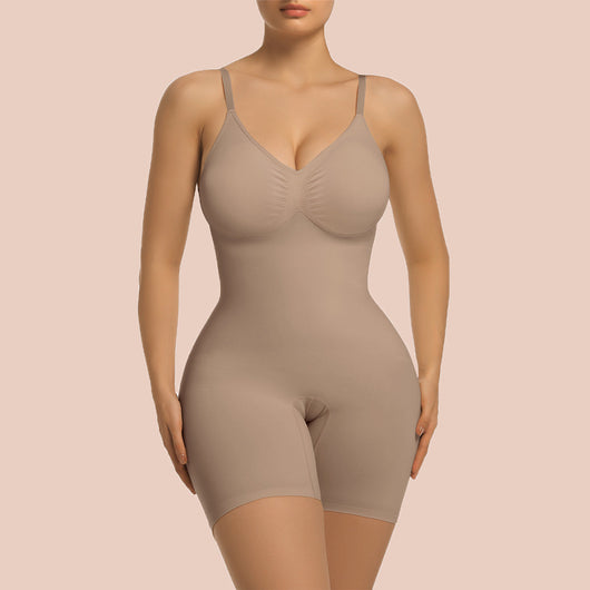 Padded Full-Coverage Mid-Thigh Bodysuit