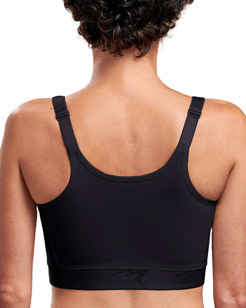 High Coverage Zip-Front Bra with Detachable Straps for Post-Surgery Support