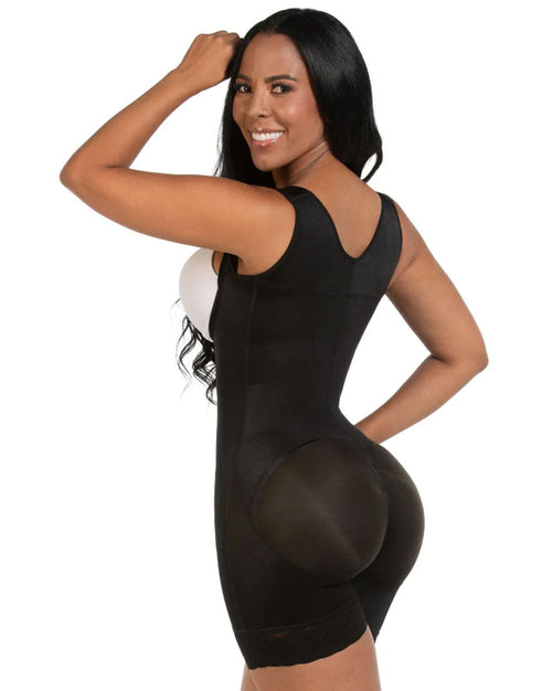 Fajas Open Bust Post-Op Faja for Women Mid Thigh Shaper w/ Wide Adjustable Straps