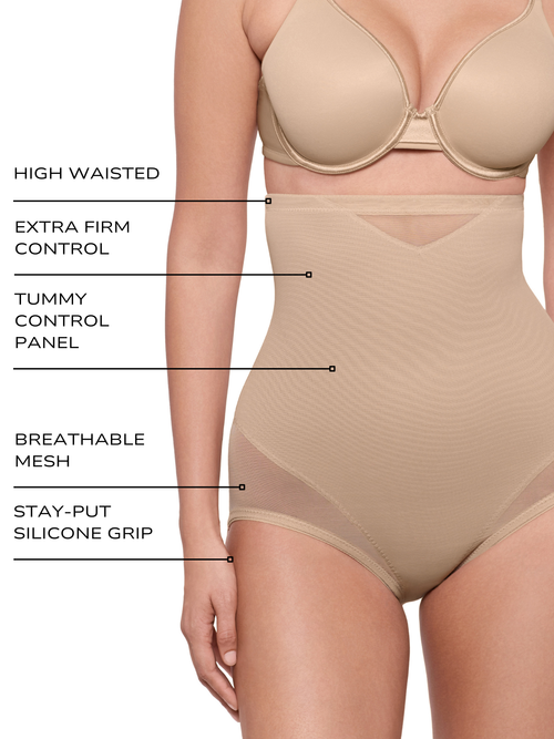 Tummy Control Panties High Waist Sheer Shaping Brief Extra Firm Control