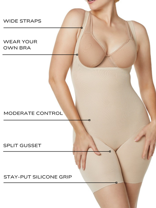 Unbelievable Comfort Open-Bust Thigh Slimmer Bodysuit