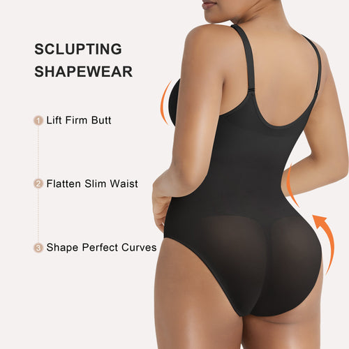 Shapewear Bodysuit High-Compression Zip-Front Brief With Snap Crotch
