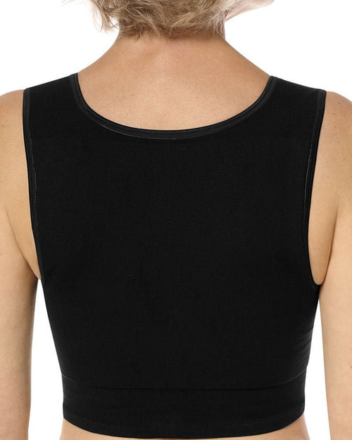 Lymph Flow Long Wire-Free Front-Closure Bra - Black, Lymphedema Compression Support