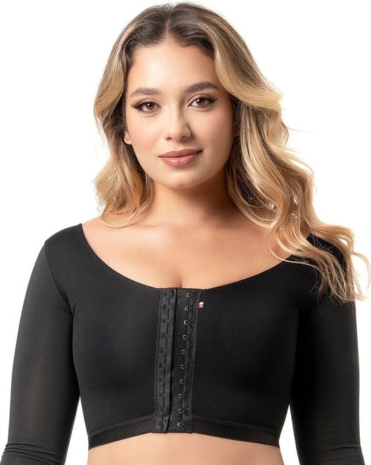 Fajas Post Surgery Bra Posture Corrector Breast Augmentation Recovery Front Closure with Sleeves