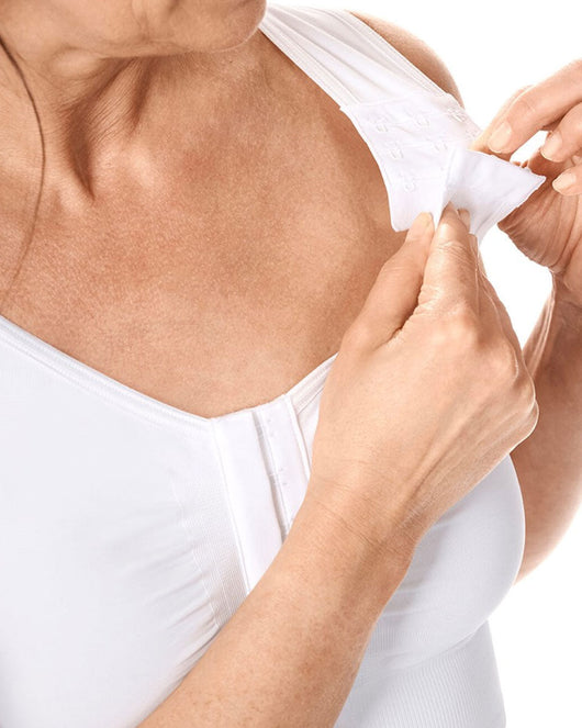 Lymph Flow Long Wire Free Front Closure Bra - White