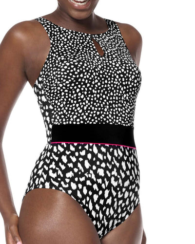 Final Sale Clearance Manila High Neck One-Piece Swimsuit - Black