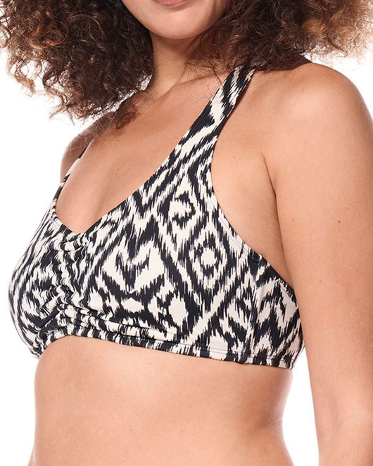 Salta Soft-Bra Bikini Top - Black / Off-white