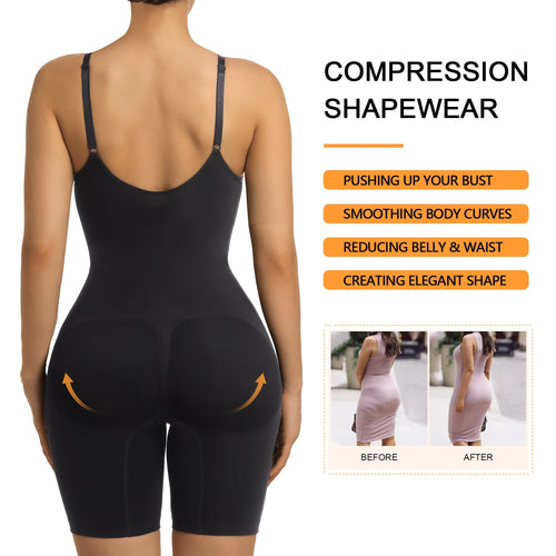 Padded Full-Coverage Mid-Thigh Bodysuit
