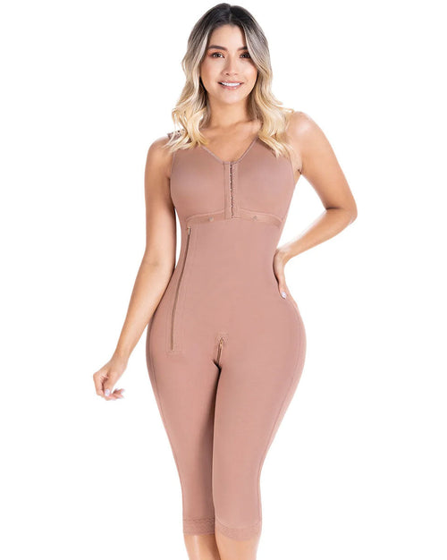 Fajas Colombian Shapewear Knee Length with Built-in bra & High Back Post Surgery and Postpartum Use