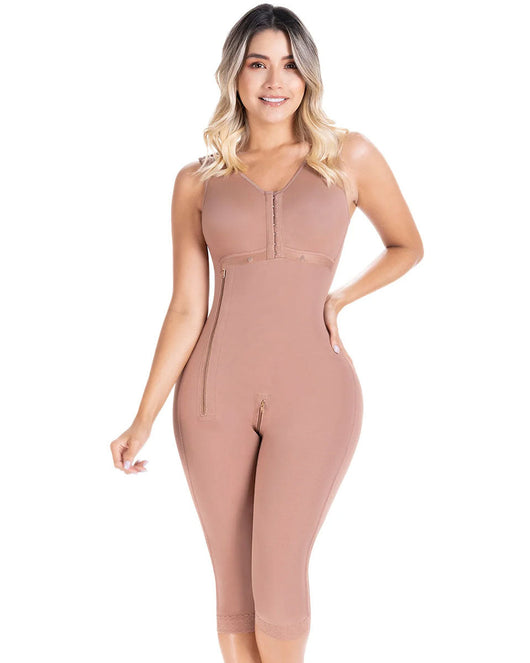 Fajas Colombian Shapewear Knee Length with Built-in bra & High Back Post Surgery and Postpartum Use
