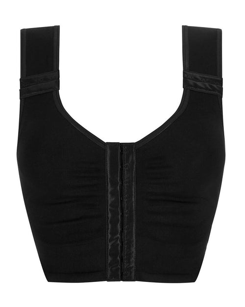 Lymph Flow Long Wire-Free Front-Closure Bra - Black, Lymphedema Compression Support