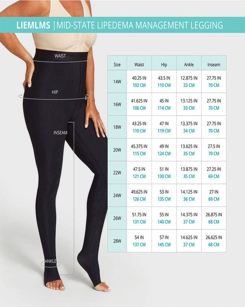 Lipedema Mid-state Everyday Management Unisex Legging With Flexfit Comfort Ankle | 15-20 Mmhg | Style No. Liemlms
