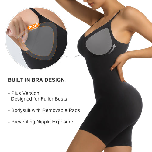 Padded Full-Coverage Mid-Thigh Bodysuit