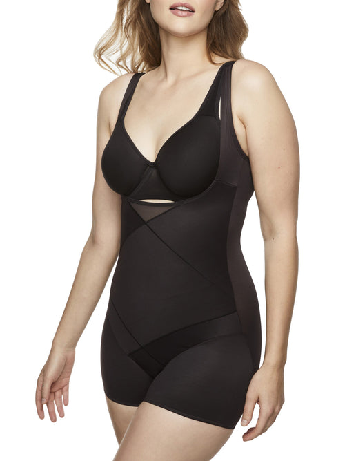 Tummy Tuck Open-Bust Boyshort Shaping Bodysuit