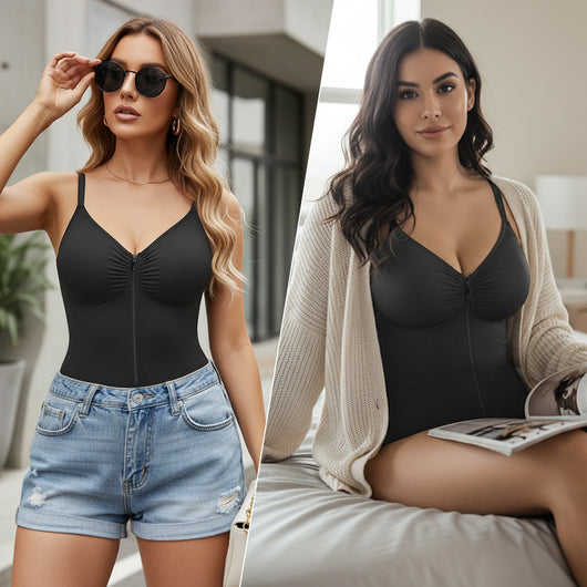 Zip-Up Front Brief Bodysuit