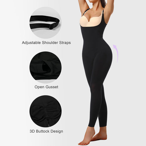 3-In-1 Open-Bust Seamless Bodysuit Full-Length Medium Control Shapewear