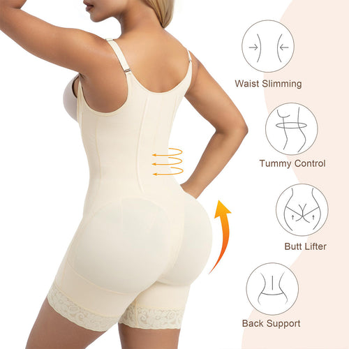 Faja 6-Bone Open-Bust Zip-Front Colombian-Style Shapewear
