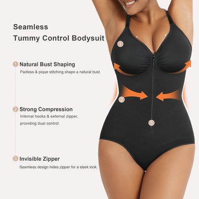 Zip-Up Front Brief Bodysuit