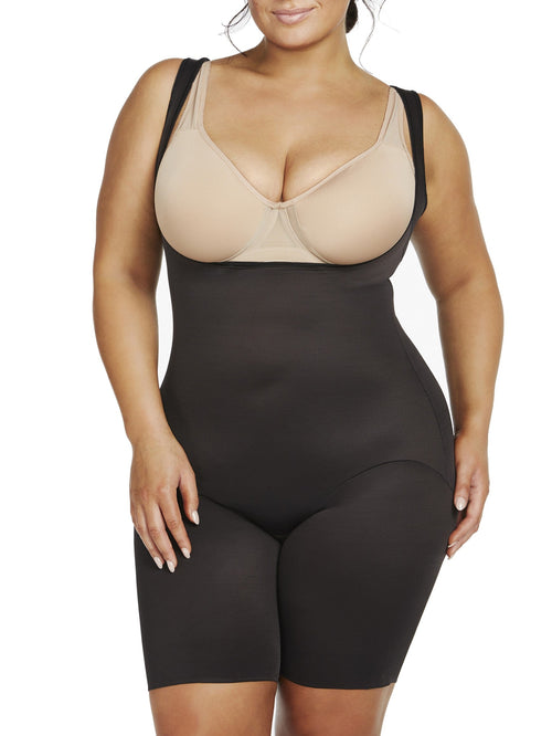 Plus Unbelievable Comfort Open-Bust Thigh Slimmer Bodysuit