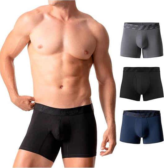 Mid-Cut Basic Boxer Briefs for Men 3-Pack Breathable, Supportive & Ultra-Comfortable Cotton Underwear for Men