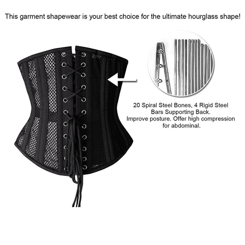Corset Waist Trainer with 26 Steel Bones - Long Torso Underbust