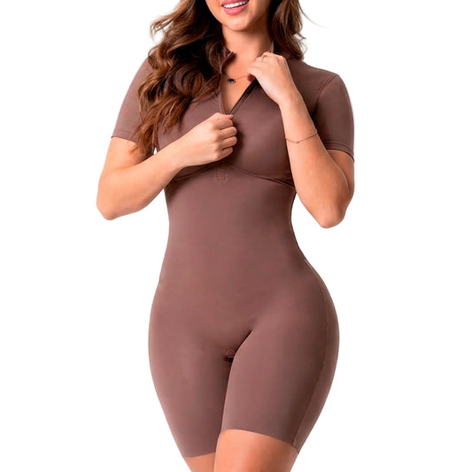 Fajas Sporty Shaping Bodysuit with Front Zipper