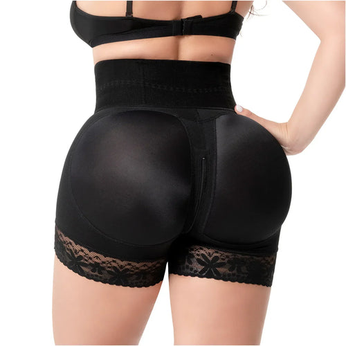 Fajas Butt Lifting Shapewear Shorts with Elastic Waistband and Front Hooks