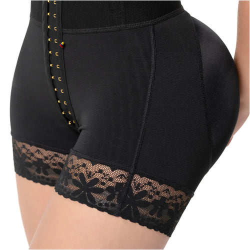 Fajas Butt Lifting Shapewear Shorts with Elastic Waistband and Front Hooks