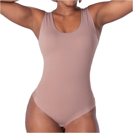 Fajas Seamless Basic Bodysuit | Light Control Thong Shaper w/ Removable Cup