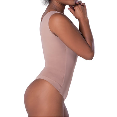 Fajas Seamless Basic Bodysuit | Light Control Thong Shaper w/ Removable Cup