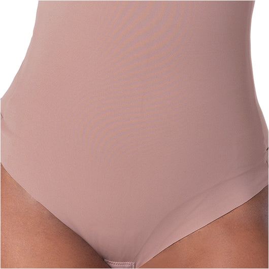 Fajas Seamless Basic Bodysuit | Light Control Thong Shaper w/ Removable Cup