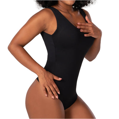 Fajas Seamless Basic Bodysuit | Light Control Thong Shaper w/ Removable Cup