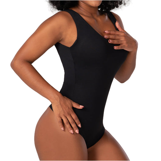 Fajas Seamless Basic Bodysuit | Light Control Thong Shaper w/ Removable Cup
