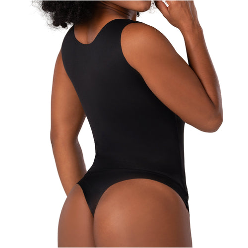Fajas Seamless Basic Bodysuit | Light Control Thong Shaper w/ Removable Cup