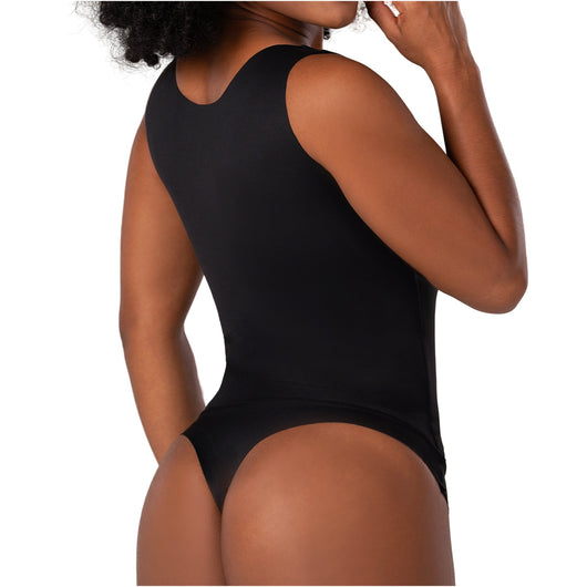 Fajas Seamless Basic Bodysuit | Light Control Thong Shaper w/ Removable Cup