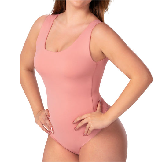 Fajas Seamless Basic Bodysuit | Light Control Thong Shaper w/ Removable Cup