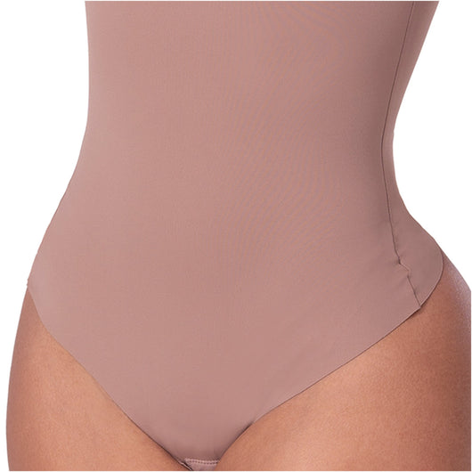Fajas Flutter-Sleeve Bodysuit Light Control V-Neck Shaper