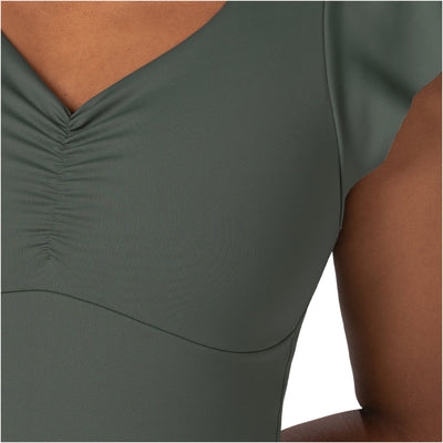 Fajas Flutter-Sleeve Bodysuit Light Control V-Neck Shaper